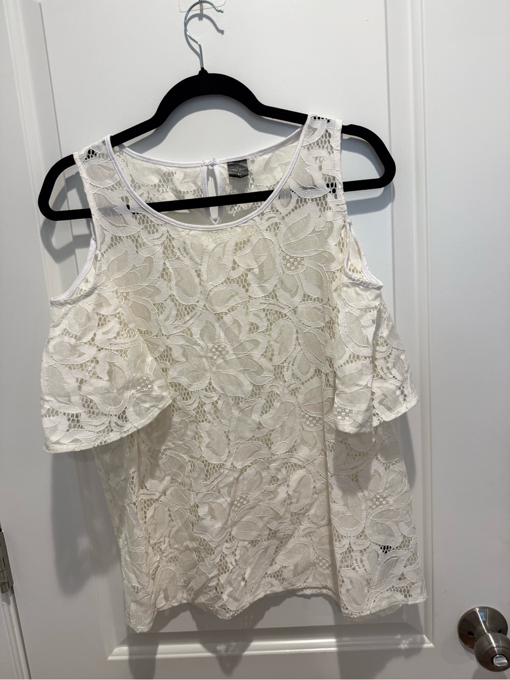 Worthington White Lace Cold-Shoulder Blouse